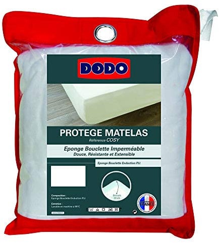 DODO - Protège-Matelas Imperméable Cosy 160x200 cm - Convient 2 Personnes - Douceur Coton, Forme Drap Housse - Double Face en 80% Coton, 20% Polyester et 100% Polyuréthane - Lavable en Machine 60°C