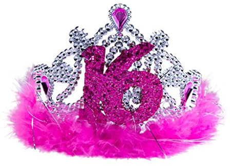 Sweet 16. Tiara mit rosa Federn