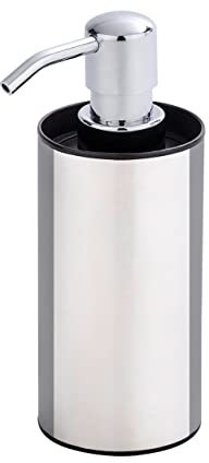 WENKO Edelstahl Seifenspender Detroit - Flüssigseifen-Spender, Spülmittel-Spender Fassungsvermögen: 0.2 l, Edelstahl rostfrei, 8.7 x 16.3 x 6.3 cm, Satiniert, Silber