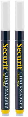 SECURIT - Set Da 2 Pennarelli A Gesso Liquido - Per Lavagne, Vetro, Metallo, Porcellana, Specchio, Plastica - Punta Fina 1-2mm - Colore Bianco