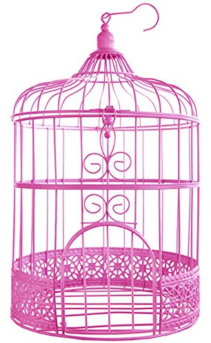 Vogelkäfig Groß fuchsia Antik ø 20 x 31 cm Gastgeschenk Hochzeit Tischschmuck