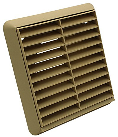 Kair Beige 100mm Louvred Wall Vent Grille with Rear Spigot | Push-fit installation, Suitable for bathroom and kitchen extraction, Cover size 100mm