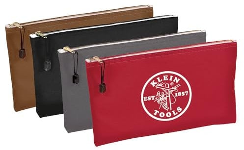 Werkzeugtasche mit Reißverschluss in Braun, Schwarz, Grau, Rot, 32,5 cm Leinwand, 4 Stück Klein Tools 5141, Rot, Grau, Schwarz, Braun