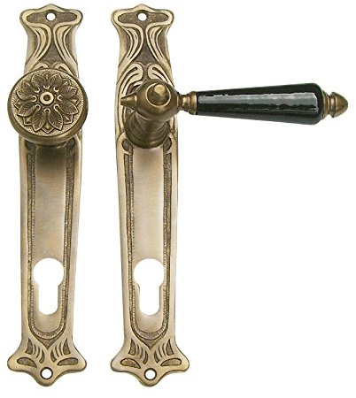 Wohnungstür Türbeschlag Jugendstil Messing antik #13-3a-AS-72