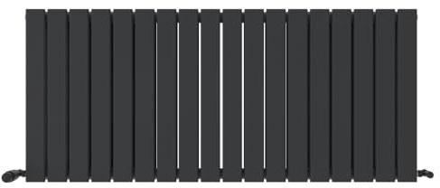 iBathUK Apex Wall Mounted Horizontal Double Slim Flat Panel Designer Radiator, Steel Hydronic Central Heating, Modern Designer Radiator for Bathrooms in Matt Anthracite, 600 x 1368mm