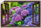 ARTland Wanddeko Wandtattoo selbstklebende Vinylfolie 70x50 cm Fensterblick Hortensien im Garten T5QA