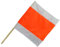 Warnflagge Warnfahne Warnsignal Signalfahne orange/weiß Stoff mit Holzstab 50 x 50 cm. Der Durchmesser des Stabs beträgt 2 cm.