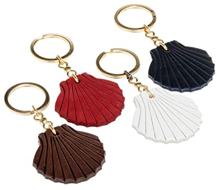 Holyart Porte-clés: Porte-clefs cuir coquille de St. Jacques de Copostelle, Bleu