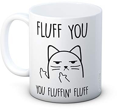 Fluff You, You Fluffin' Fluff - Rude Cat Funny Ceramic Coffee Mug