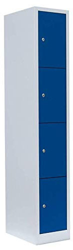 Lüllmann 4 Fächer Schließfachschrank komplett montiert blau 180x31,5x50cm (HxBxT) Wertfachschrank Fächerschrank Spind Umkleideschrank 520411