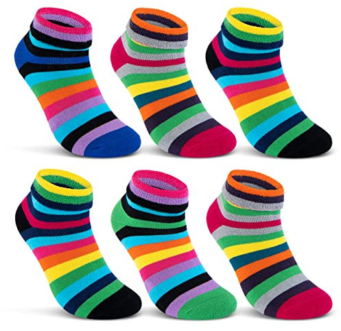2 | 4 | 6 Paar Damen THERMO Socken Innenfrottee warme Wintersocken Umschlagsocken Bunte Ringel 12790 WP (6 Paar 35-38)