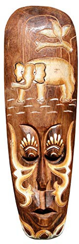 Wogeka Schöne 50 cm Wand Maske Elefant Holz Tier Afrika Maske45.50