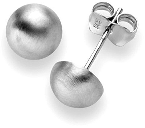 Paar Ohrstecker Ohrschmuck Halbkugel 6,5mm 585 Gold Weißgold mattiert