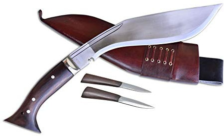 Echtes Gurkha Kukri Messer - 30.5 cm lange Klinge Weltkriegära Kukri Buschmesser Messer - semi poliert, hochgradig benotet Kohlenstoffstahl, Wasser Büffel hupe griff. Ratteendstück Griffzapfen, schwarzen Lederscheide. Schwerlast Buschmesser, Gesamtlänge 43.20 cm mit griff. Handgefertigt durch GK&CO.Kukri Haus Fabrik im Nepal.