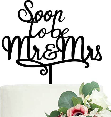 LOVENJOY Soon To Be Mr and Mrs Tortenaufsatz Schwarz Acryl Bride To Be Tortenstecker Verlobung Deko, Geschenk Boxed