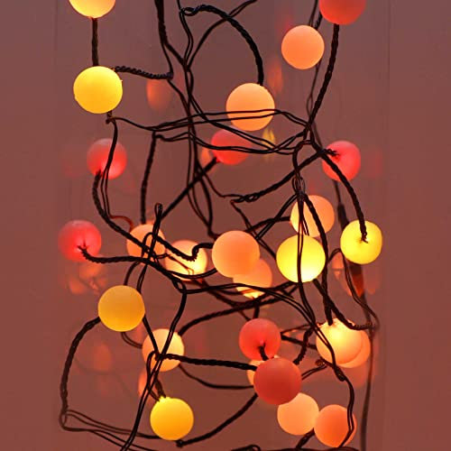 Qbis Berry Cluster Lights, Red, Orange, Yellow Berry Lights, Berry Christmas Lights, Fairy Lights Battery Operated with Timer, Indoor/Outdoor Battery Christmas Lights, Black Wire.