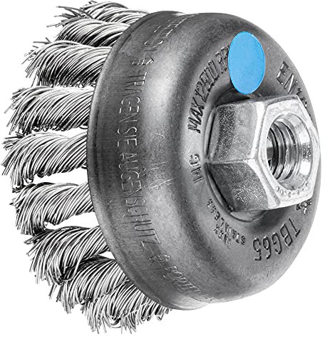 PFERD Topfbürste gezopft TBG, Ø 65mm M14 Edelstahl-Draht-ø 0,50, 43305004 – für Winkelschleifer
