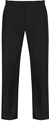 Trutex Senior Boys School Trousers Sturdy Fit Stain Resistant Flat Front Smart Boys' Trousers for School Uniform (Size 50 Waist, Black)