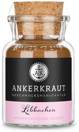 Ankerkraut Lebkuchen, Pfefferkuchen, Spekulatius, Nürnberger Lebkuchen selber machen, Würzige Zutaten zum Backen, mit Zimt und Nelken, zuckerfrei, 70 g im Korkenglas