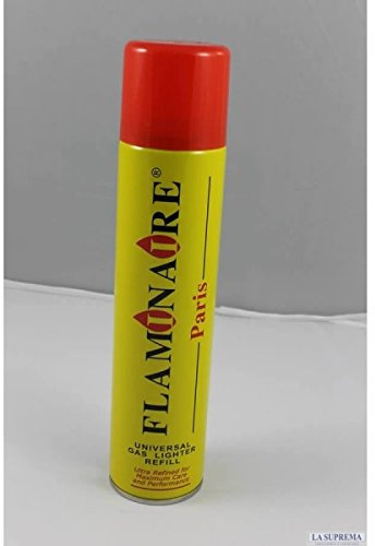 Flaminaire Recharge universelle gaz butane pour briquets, 300 ml, avec adaptateurs