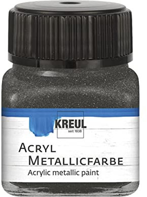 KREUL 77278-Pintura, Bote de 20 ml en Antracita, glamurosa Pintura acrílica Efecto Metalizado, de Cobertura cremosa, Secado rápido y Resistente al Agua, Anthracite