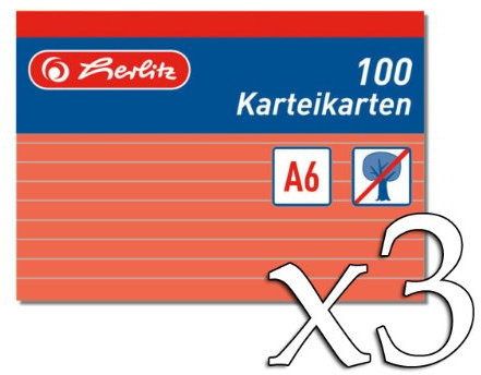300 Karteikarten in A6 orange liniert von Herlitz [Sparpaket]