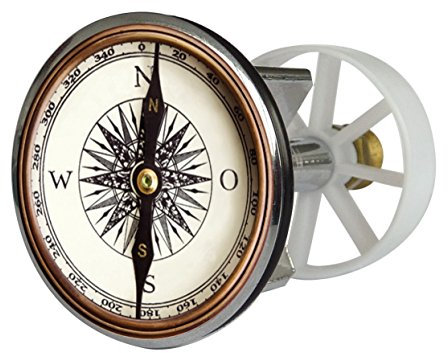 Waschbeckenstöpsel Design Kompass | Abfluss-Stopfen aus Metall | Excenterstopfen | Abflussstöpsel | 38 – 40 mm | Stöpsel