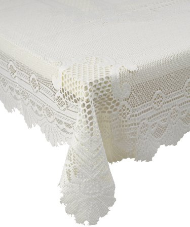 Classic Home Store Monica Lace Tablecloth Traditional Rose Pattern Table Linen - 36” Round (Cream)