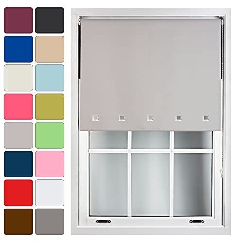 FURNISHED Blackout Blinds Roller Shade Window Blind with Chrome Square Eyelets Customized Width Made to Measure, Grey, 120cm x 165cm