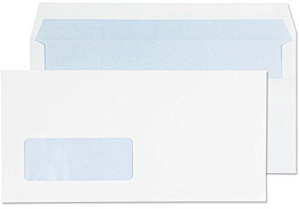 Blake Purely Everyday DL 110 x 220 mm 90 gsm Window Self Seal Wallet Envelopes (13884) White - Pack of 1000