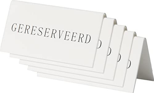 Securit Table Stands, Reserved-Dutch (Set of 5), acrylic, White, 5x10x4, 5cm