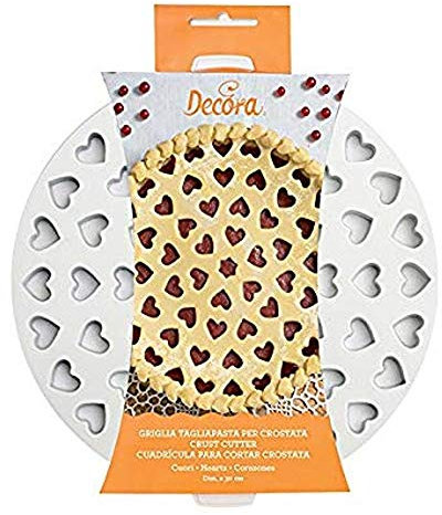 DECORA Hearts Crust Cutter, 0215801 Rejilla Cortapastas Diseño Patentado, Plástico, Ideal para Decorar la Tarta con un Motivo de Corazones, Diámetro Ø 30 cm, Blanco, 30 x 30 x 3 cm