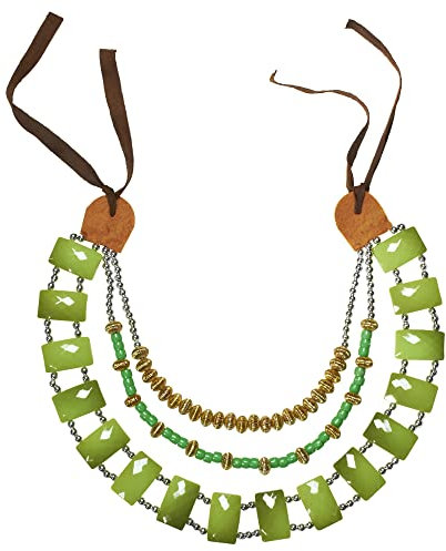 W WIDMANN MILANO Party Fashion 9405N - Tribal Kette mit grünem Juwel, Halskette, Schmuck, Accessoire zu Faschingskostümen