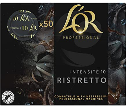 L'OR Professional, 50 Capsules de Café Ristretto, Intensité 10, 100% Grains Arabica, Compatibles Nespresso Professionnel