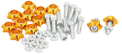 sourcingmap 12 Pcs Yellow Star Shaped Bolts Screw for Car License Number Plate