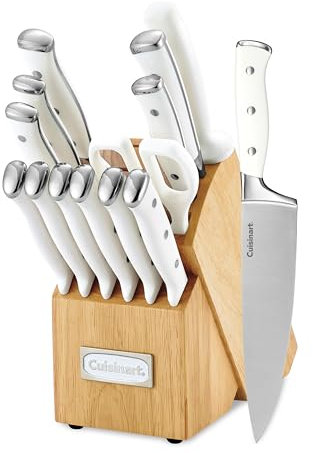 Cuisinart C77WTR-15P Classic forjado triple remache, juego de cuchillos de 15 piezas, blanco