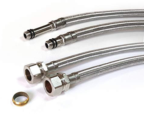 Xcel Home M10 (10mm) x 15mm Compression Flexible Tap Connector Hose 500mm | Replacement Flexi Pipe Tails for Monobloc Mixer Tap Kitchen Sink Bathroom Basin | Easy DIY Fitting Plumbing Installation