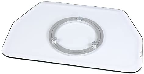 Hama 84028 TV-Drehteller für Fernseher und Monitore (Bis 60 kg, Drehbar um 360°, 80 x 40 cm, Sicherheitsglas) transparent, Weiß, 80cm