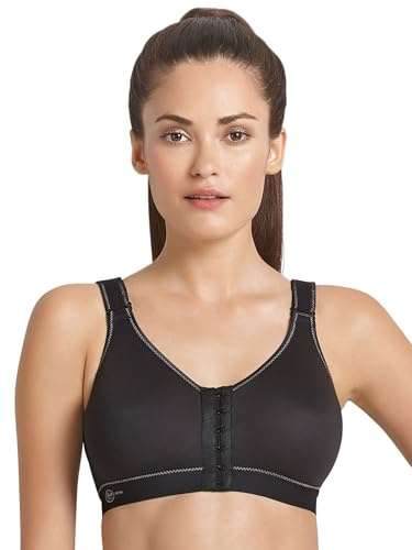 Anita Women's Petite Plus-Size Front Closure Sports Bra, Black, A/38