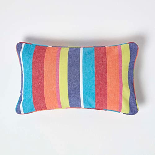 Homescapes bunt gestreifter Kissenbezug, dekorative Kissenhülle 30 x 50 cm für Sofakissen und Zierkissen aus 100% Baumwolle mit Reißverschluss