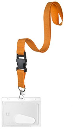 Karteo Ausweishülle Hartplastik mit 25 mm AusweishalterSchlüsselband Lanyard orange