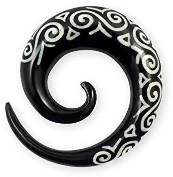 Fly Style Piercing Ohr Expander aus Horn und Knochen - Dehnschnecke Dehnspirale Dehnungsschnecke Dehnsichel, Grösse:8 mm