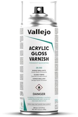 Vallejo Hobby Paint Acrylic Gloss Varnish 400 Ml. Barniz Acrílico en Spray. Protección Duradera y Flexible Para Pinturas Acrílicas y Óleos. Barniz Transparente de Acabado Brillante en Aerosol