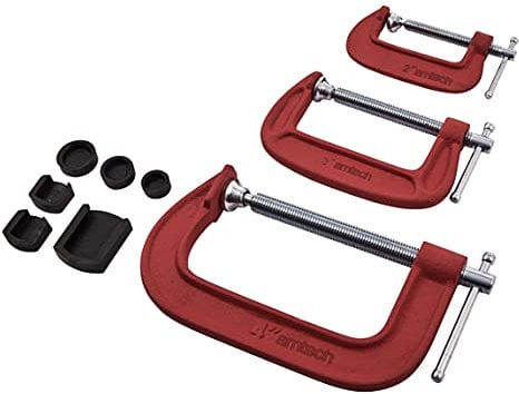 Amtech D0850 G-Clamp Set with Soft Jaws, 2/3/4-Inch