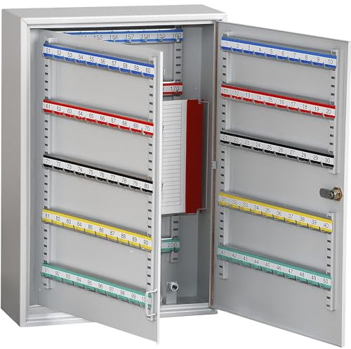 ISS | Schlüsselschrank | 150 Haken | Eisen | Lichtgrau RAL 7035 | 150 Haken, HxBxT 550 x 380 x 140 mm, lichtgrau