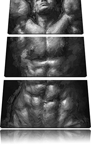 Pixxprint Sixpack Body, Leinwandbild 3 Teilig, Gesamtmaß: 120x80cm, Wandbild, Dekoration, fertig gespannt, Kein Poster