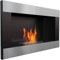 Cheminée Bio KRATKI cheminée Murale décorative Golf Noir Horizontal 374mm x 648mm TÜV - Testé en Rhénanie avec vitre