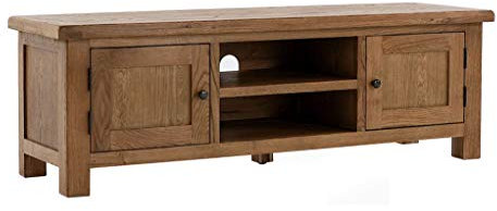 Zelah Oak 180cm Extra Large TV Cabinet Unit for Living Room | Roseland Furniture Rustic Solid Wood Television Stand Media Entertainment Centre for Lounge, Bedroom | Fully Assembled