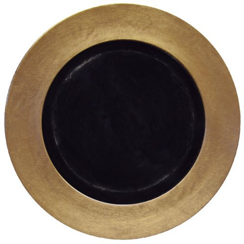 Entertaining with Caspari 13-inch Lacquer Charger, Gold with Black