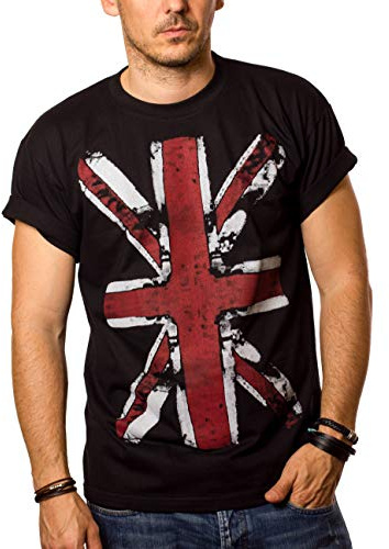 MAKAYA Vintage England T-Shirt Union Jack Flagge Schwarz Männer S-XXXL